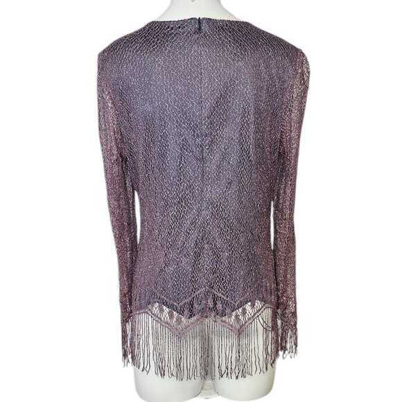 Damianou Vintage Fringe Metallic Long Sleeve Top, Fairycore, Whimsy, Size medium - Picture 2 of 8